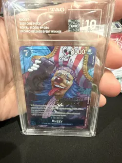 One Piece CCG Buggy OP10 PSA Release Event Winner P-084 TAG 10 Gem Mint - Image 1