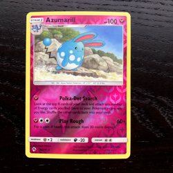 Azumarill 136/214 Pokemon Lost Thunder Sun & Moon Reverse Holo Rare Card NM - Image 1