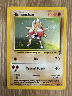Pokemon TCG Hitmonchan Base Set 2 8/130 Holo Unlimited Holo Rare - VLP - Image 1