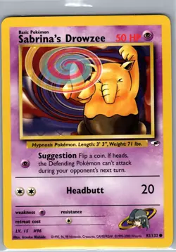 Sabrina's Drowzee 92/132 Non Holo Gym Heroes - Pokemon Card - NM - Image 1