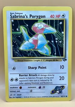 Sabrina’s Porygon 98/132 – Gym Challenge - LP - WOTC 2000 Vintage Pokemon TCG - Image 1