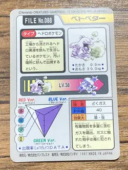 Pokemon Carddass Card Grimer File No.88 Bandai Pocket Monsters 1997 Japan - Image 2
