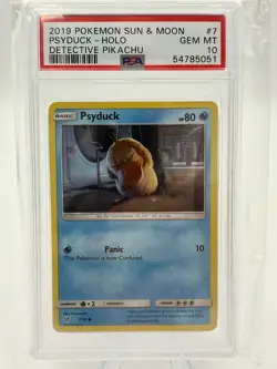 Pokemon PSA 10 GEM MINT PSYDUCK 7/18 2019 DETECTIVE PIKACHU HOLO PROMO 2019 - Image 1