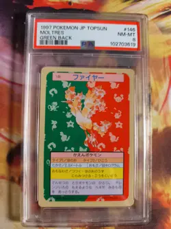 Pokemon Card Moltres Lavados Green Back Topsun 1995 Bandai Japanese PSA 8 - Image 2