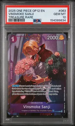 2025 ONE PIECE OP12-LEGACY OF THE MASTER TREASURE RARE VINSMOKE SANJI PSA 10 - Image 1