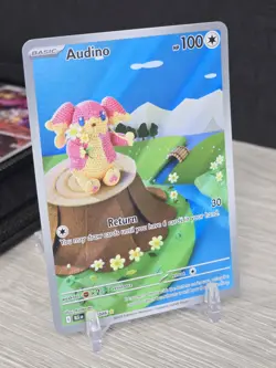 Pokemon Card TCG Audino 151/086 SV: Black Bolt Illustration Rare Holo NM - Image 1