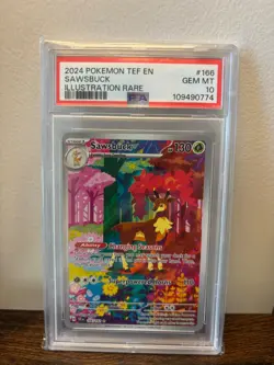 2024 POKEMON TEF EN-TEMPORAL FORCES ILLUSTRATION RARE #166 SAWSBUCK PSA 10 - Image 1