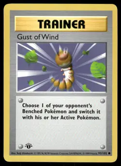 Pokemon Cards Gust of Wind 93/102 1st Edition Base Set Shadowless Common LP *3 - Image 1