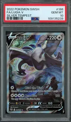 2022 Pokemon Sword & Shield #186 Lugia V Full Art Silver Tempest PSA 10 GEM MINT - Image 1