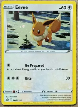 POKEMON SWORD & SHIELD EEVEE BLACK STAR PROMO COSMOS SWIRL HOLO SWSH190 NM+ 🌀 - Image 5