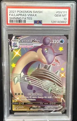 2021 POKEMON SWORD & SHIELD SHINING FATES #SV111 FULL ART/LAPRAS VMAX PSA 10 - Image 1