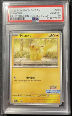 2025 POKEMON SVP EN-SV BLACK STAR PROMO ILLUSTRATION CONTEST 2024 PIKACHU PSA 10 - Image 1