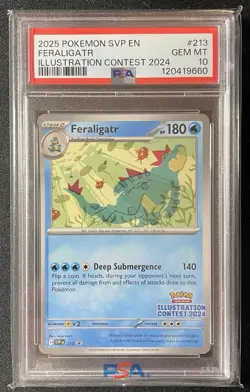 Pokemon Feraligatr 213 Scarlet & Violet Promo Illustration Contest 2024 PSA 10 - Image 1