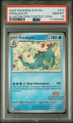 2025 POKEMON SVP EN-SV PROMO #213 FERALIGATR ILLUSTRATION CONTEST 2024 PSA 10 - Image 1