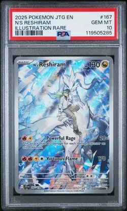 PSA 10 N's Reshiram Illustration Rare Pokemon TCG Journey Together - STAMPLESS - Image 1