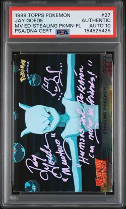 Pokemon 1999 Topps SIGNED Mewtwo Stealing Pokemon By Jay Goede PSA AUTO 10 !! - Image 2