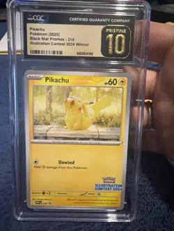 Pokemon 2025 SVP EN-SV Black Star Promo 214 Pikachu Illustration Contest 2024 - Image 1
