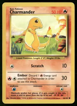 Charmander Base Set Unlimited 46/102 Common Near Mint Pokemon - Image 1