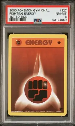 PSA 8 Pokemon TCG 1st Edition Fighting Energy Gym Challenge 2000 - Image 1