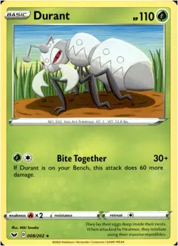 Durant 008/202 Rare - Pokemon SWSH01: Sword & Shield Base Set LP-NM - Image 1