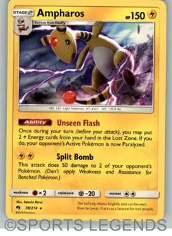 2018 pokemon Lost Thunder rare Ampharos 78/214 - Image 1