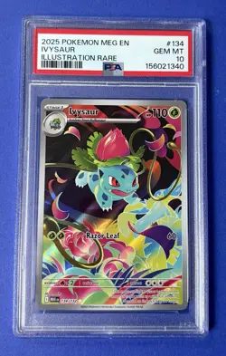 2025 Pokemon MEG EN Ivysaur Illustration Rare #134 PSA 10 GEM MT - Image 1