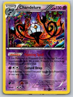 CHANDELURE 43/119 HOLO RARE PHANTOM FORCES POKEMON REVERSE HOLO MP - Image 1