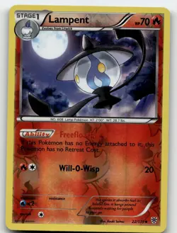 LAMPENT 22/135 UNCOMMON REVERSE HOLO PLASMA STORM POKEMON LIGHTLY PLAYED - Image 1