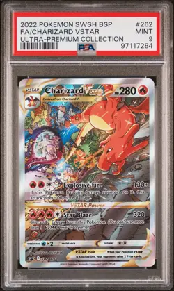 2022 POKEMON SWSH BLACK STAR PROMO #262 FULL ART/CHARIZARD VSTAR PSA 9 - Image 1
