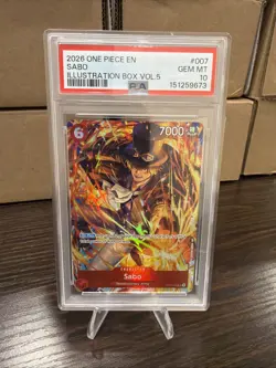 2026 ONE PIECE PROMOS ILLUSTRATION BOX VOL.5 #007 SABO PSA 10 - Image 1