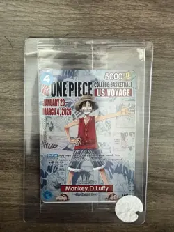 One Piece Monkey D. Luffy College Basketball US Voyage New Promo Card SEALED - Image 1