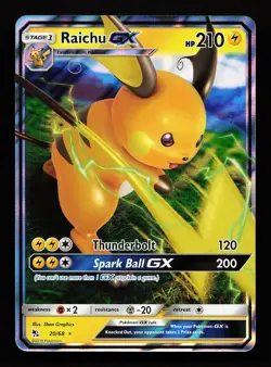 Raichu GX 20/68 GX Rare Hidden Fates Pokemon Card - Image 1