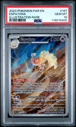 Pokemon Card Espathra 197/182 Illustration Rare PSA 10 Paradox Rift GEM MINT - Image 1