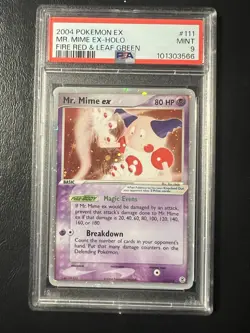 PSA 9 Mr. Mime EX 111/112 Fire Red & Leaf Green EX Pokemon Card Holo MINT - Image 1