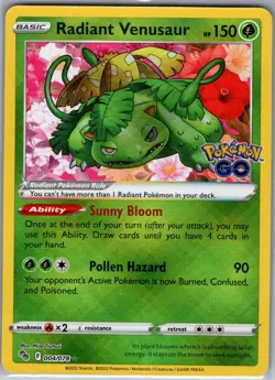 Radiant Venusaur 004/078 Pokemon GO - Pokemon Card - NM - Image 1