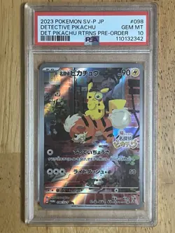 PSA 10 Pokemon Card Detective Pikachu 098/SV-P Nintendo Switch Promo Japanese - Image 1