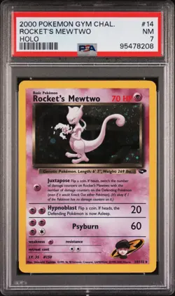 Rocket's Mewtwo - 14/132 - Holo Rare - Gym Challenge - Pokemon Card - PSA 7 - Image 1