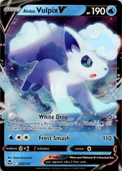 Alolan Vulpix V 033/195 Holo Rare V Silver Tempest Pokemon TCG NM (SKU 1-5) - Image 1