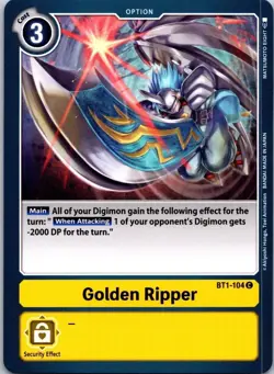 Golden Ripper BT1-104 Black Common Option Digimon CCG Card - Image 1