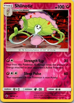 Shiinotic 98/147 Rare Burning Shadows Pokemon Reverse Holo Near Mint - Image 1