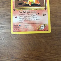 Pokemon Card Blaine's Charmander 1st Edition LP Gym Challenge 060/132 - Image 2