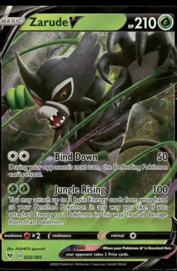 Pokemon Cards Zarude V 022/185 Vivid Voltage Holo Rare NM *2 - Image 1