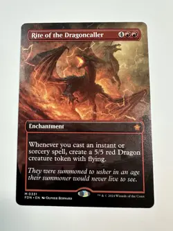 MTG TCG Rite of the Dragoncaller (Borderless) Foundations Regular - Image 1