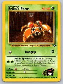 Erika's Paras 71/132 Common Gym Challenge Pokemon Unlimited Lightly Played - Image 1