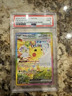 Pokemon 2024 Surging Sparks Pikachu ex 238/191 PSA 9 SI Rare FA Holo - Image 1