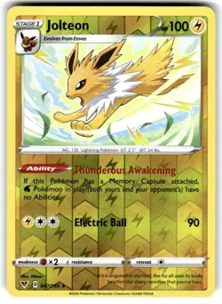 Jolteon Reverse Holo Rare Vivid Voltage 047/185 LP - Image 1