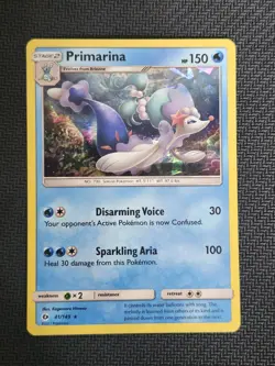 Pokemon Primarina 41/149 Sun & Moon Base Set 2017 Cracked Ice Holo Exclusive - Image 1