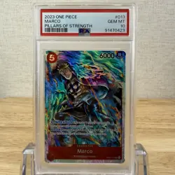 2023 One Piece Pillars Of Strength Marco Super Rare Op03-013 PSA 10 English - Image 1