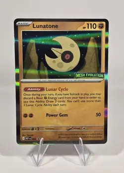 Lunatone 004 Me: Mega Evolution Promo Stamped Holo Pokemon Card - NM - Image 1