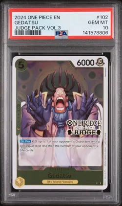 2024 ONE PIECE JUDGE PACK VOLUME 3 102 GEDATSU PSA 10 GEM MINT - Image 1
